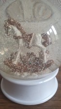 Large John Lewis Christmas Xmas Glass Snow Globe with Rocking Horse
