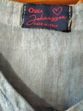 Ladies New Oska Johansson 100% Blue Linen Tunic Top With Pockets Size Xl