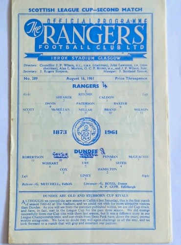 1961 rangers dundee - 1961., v
