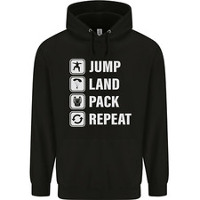 Skydiving Jump Land Pack Funny Skydiver Mens 80% Cotton Hoodie