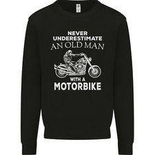 Biker Old Man Motorbike Motorcycle Funny Mens Sweatshirt Jumper