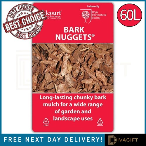 Melcourt bark nuggets 60l long - bark,