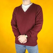 Vintage Christian Dior Sweater /Pullover Jumper, V Neck, Burgundy, Large (J140)