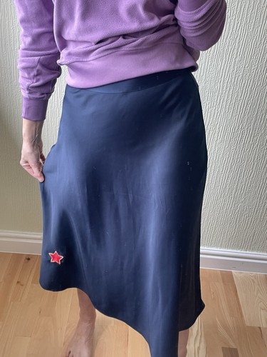 Navy satin skirt midi bias - navy,
