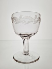 Antique Thistle Glass 19th Century Dram Glass 1800's George III Old Engraved