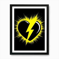 Lightning Bolt Heart Pop Art