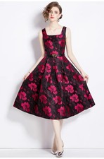 Black Floral Midi Vintage
