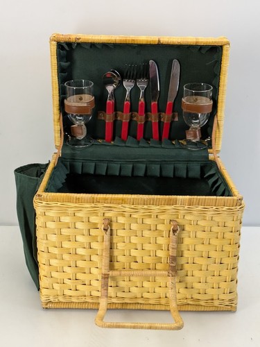 Vintage wicker picnic basket - vintage,