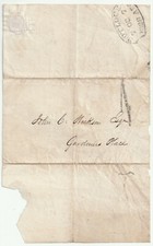 1828 DUBLIN LOCAL HANDSTRUCK 1 PENNY POST & 2 O'CLOCK AFN OVAL TIME MARK IRELAND