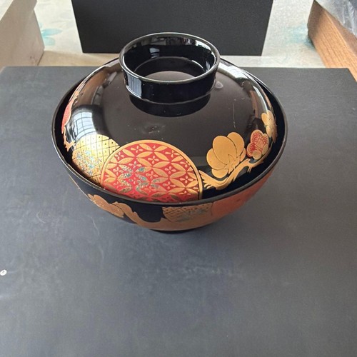 Japanese lacquer soup bowl set - japanese,
