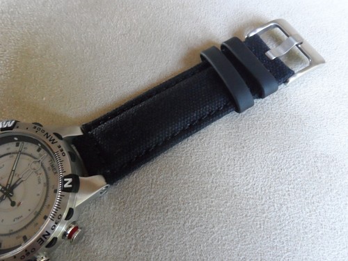 Black sailcloth watch strap - black,