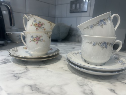 Floral bone china tea cups - bone,