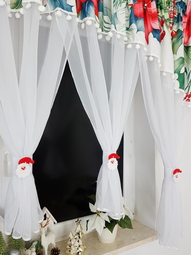 Christmas voile net curtain - christmas,