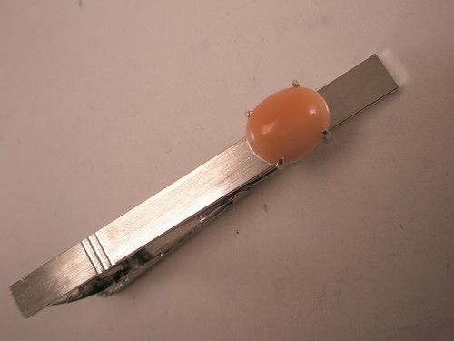 Pink cabochon brushed silver - pink,