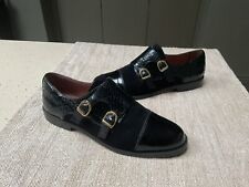 Russell & Bromley Grosvenor Black Leather Shoes UK 6.5 39.5 Double Monk Strap