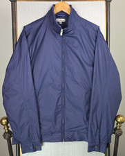 PETER MILLAR Mens Size Large Full Zip Trucker Harrington Jacket Shiny Blue Golf