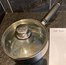 Quality Prestige Stainless Steel Copper Bottom Saucepan + Glass Lid- Ref 36