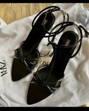 ZARA BRAND NEW WITH TAGS BLACK  Strappy HEELs SIZE 7