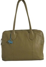Radley Multicompartments Large Lime Green Leather Padded Laptop Bag 