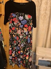 Nina Leonard x QVC Multi Floral Trapeze Dress With Pockets Size Small BUT READ