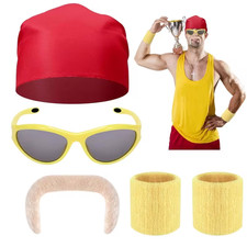 WWE 80s Wrestler Costume Hulk Hogan Fancy Dress Set