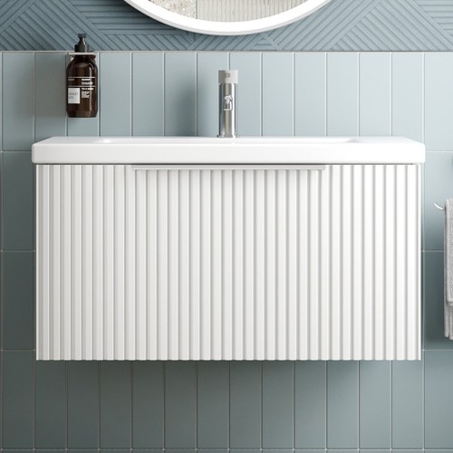 Fluted 800mm bathroom vanity - fluted,