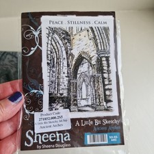 Sheena Douglass A6 Grey Rubber Stamp A Little Bit Sketchy Ancient Arches