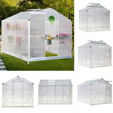 4x6/6x6/8x6/10x6ft Walk-In Greenhouse Aluminium Frame Polycarbonate Panel House