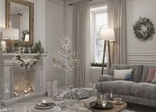 John Lewis 6ft Pre-Lit Cherry Bulb Twig Tree RRP £99 a few bulbs missing cover