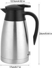 EX-DEMOS 12V Electric Car Kettle Portable Stainless Steel 1300ML Large Capacity