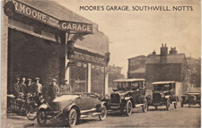 Southwell. Moore's Garage by Howard Barrett. Bull Nose Morris.