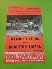 Wembley Lions V Brighton Tigers Challenge Match Ice Hockey Programme.  25.3.1967