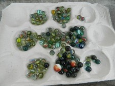 Vintage JOB LOT of Mixed Multi - Coloured GLASS MARBLES Mainly Cat’s eyes.0.8Kg.