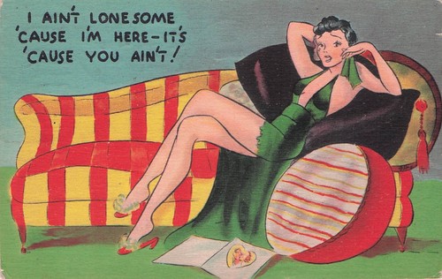 Vintage comic postcard - postcard, i