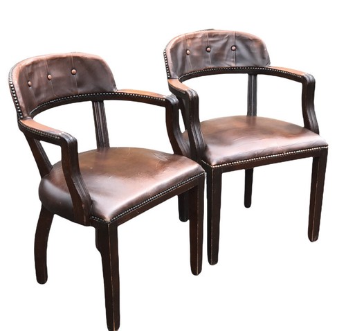 Brown leather pair - leather, desk
