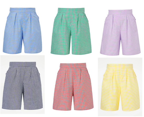 Gingham pleated school shorts - gingham,