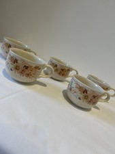 5 Vintage Poole Pottery Teacups - Summer Glory Floral Pattern