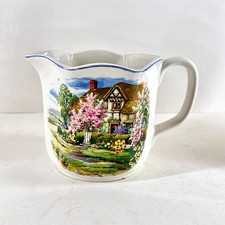 Vintage BCM Nelson Ware Cottage Scene Jug Pitcher Made In England