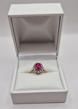 9ct Gold Ruby Halo Ring Size