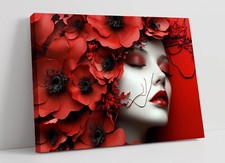 Beautiful woman among red - among,