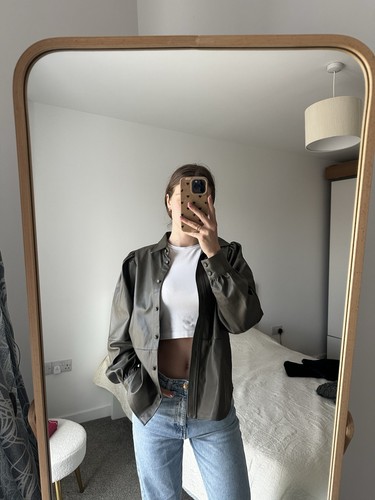 Women leather khaki - h&m,