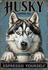 Husky Coffee Co Metal Sign, Husky Plaque, Coffee Sign