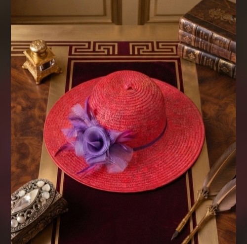 Vintage red straw hat - vintage,