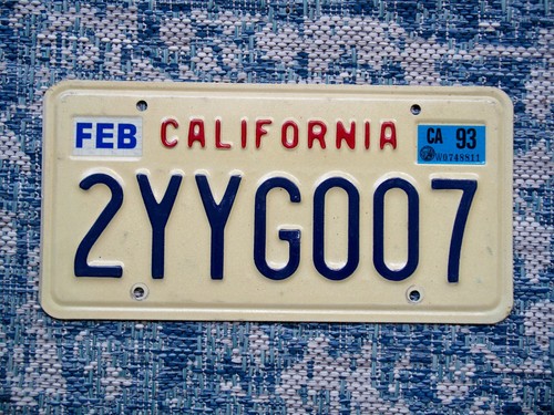 1993 california license - license, plate