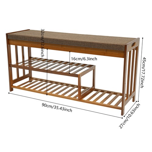 Shoe bench with cushion - with,