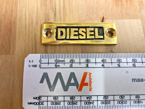 Brass diesel fuel - plate, sign