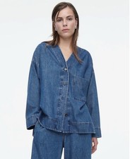 COS Denim Shacket XS S Patch Pocket Utility Jacket Layering Shirt Oversized VGC