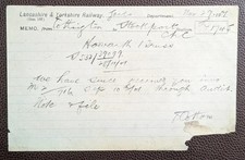 1901 Lancashire & Yorkshire Railway Memo – Tottington to Stockport