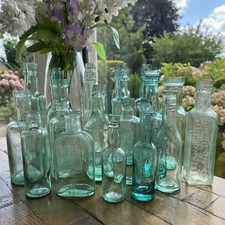 Mix of 20 Clear Green Glass Bottles Home Décor Wedding Table Vintage Bottles