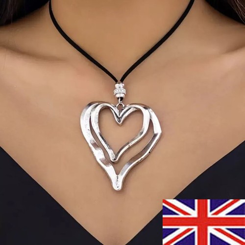 Large heart necklace oversized - necklace,